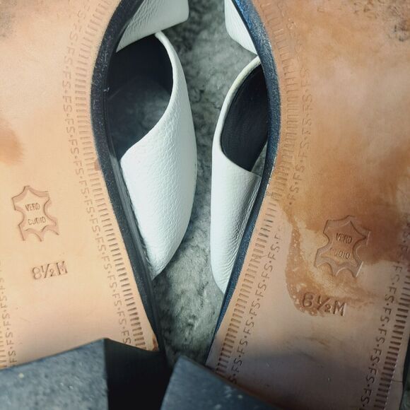 FRANCO SARTO Slip On Sandals WOMENS SIZE 8.5M white leather heeled open toe twee - Picture 11 of 12